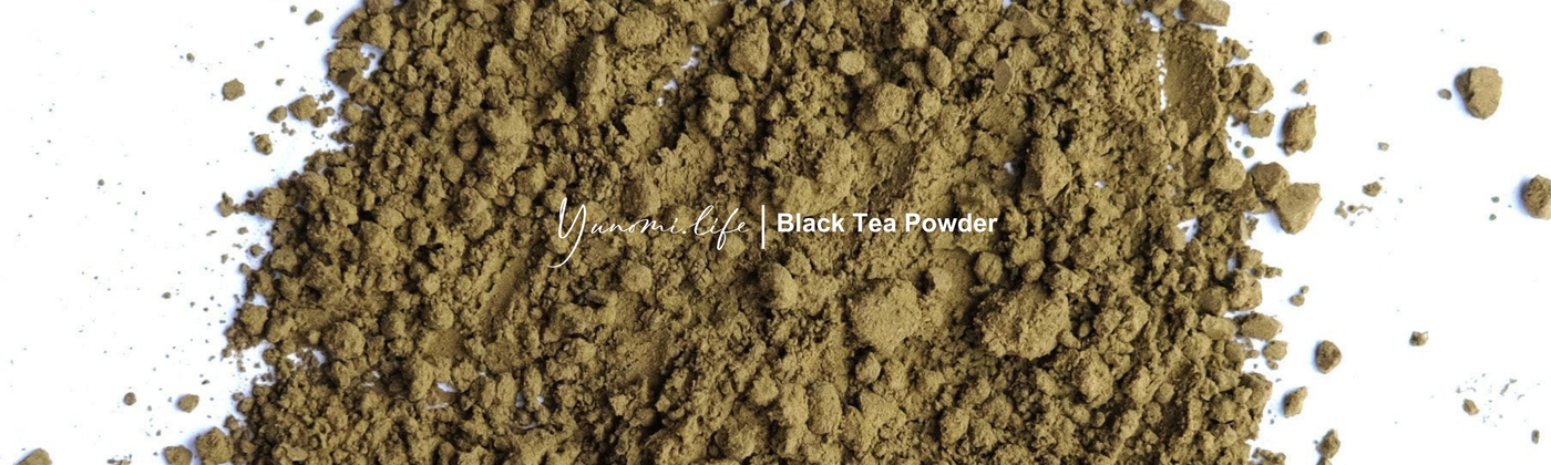 Black tea powder banner by yunomi.life