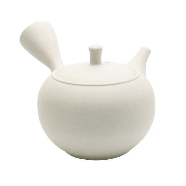 DISCONTINUED Shoko Kiln Y731: Clouds Maru - Off White Clay Kyusu Tea Pot (320 ml) 晶光白泥丸急須