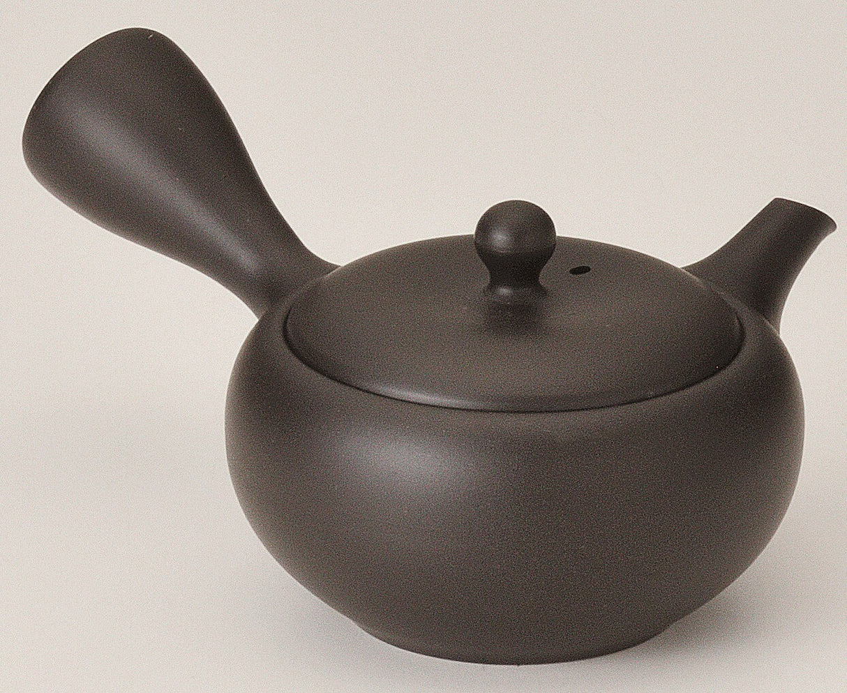 Takasuke Kiln (Y118) 高資陶苑: Tokoname Kyusu Tea Pot, Black, Ceramic Mesh Strainer 100 ml