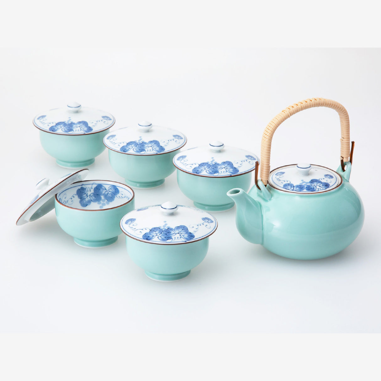 西海陶器:葡萄模様陶器土瓶蓋付き急須&カップギフトセット