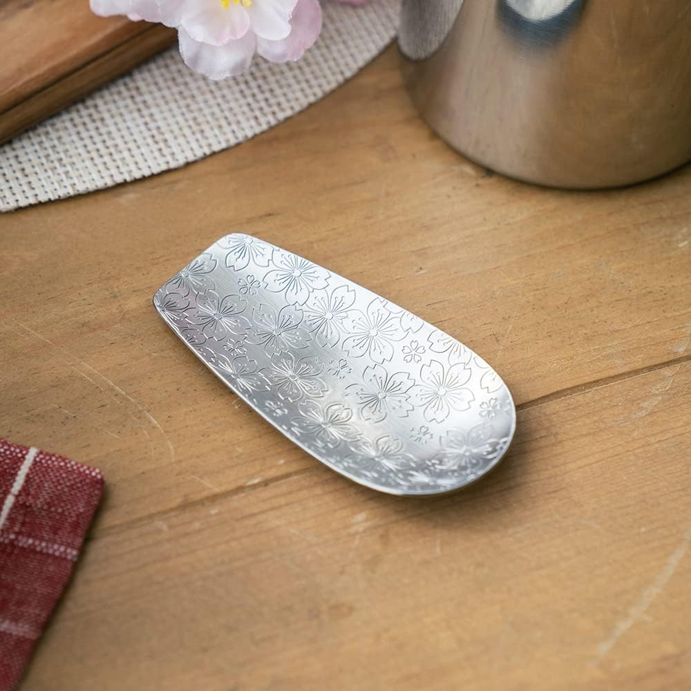 Aoyoshi: Stainless Chasaji Sakura Design Tea Caddy Spoon