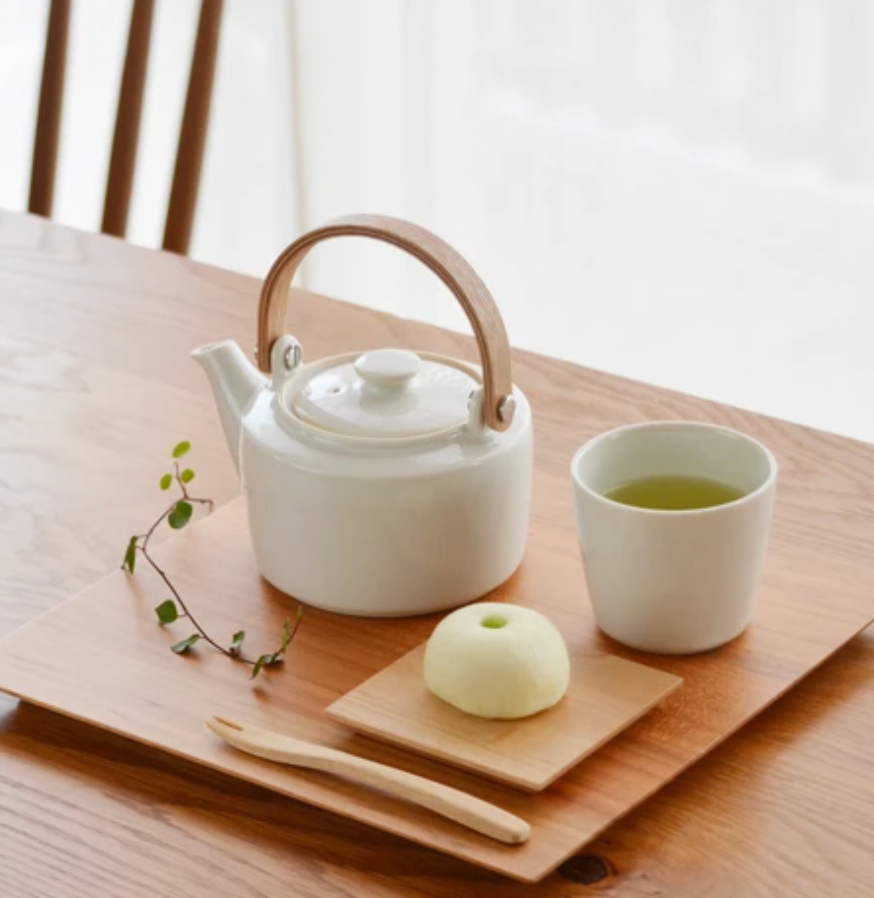 SALIU -SYO- Dobin Tea Pot & Cups Gift Set with coaster (White)【祥】土瓶急須  ギフト（絹）茶敷き付き