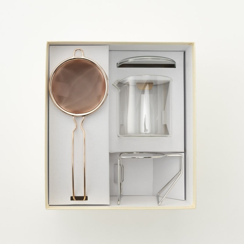 Three Snow: Tea Strainer and Glass Kyusu Set (Pink Gold)