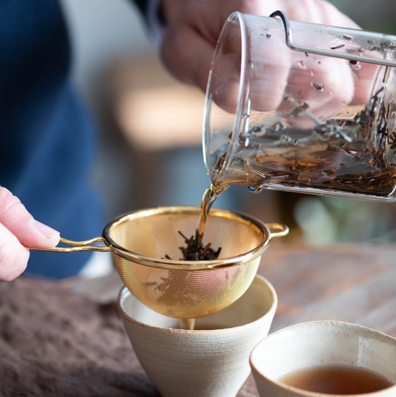 Three Snow: Stainless Steel Tea Strainer (Gold) 共柄茶こし