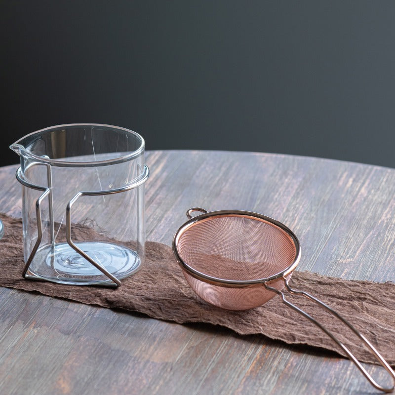 Three Snow: Tea Strainer and Glass Kyusu Set (Pink Gold)