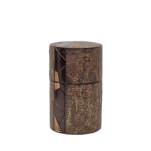 Fujiki Denshiro: Frosted Oyamazakura Bark Chazutsu (Vertical Stripe) by Arakawa Keitaro 総皮茶筒 大山桜 霜降皮 縦(荒川慶太郎 作) - Yunomi.life