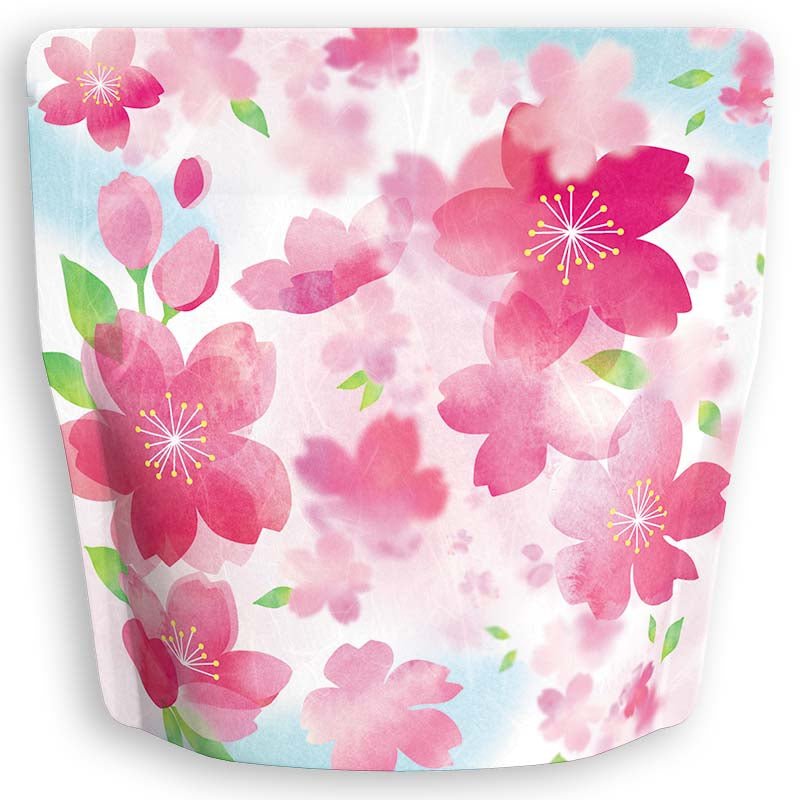 Yoshimura Pack 10130 Resealable Washi Paper Bag Sakura Blossoms Falling 雲竜アルミチャック付スタンド袋 桜散る - Yunomi.life