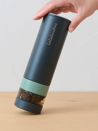 Lalaluctus Tea Bottle - Stainless Steel Tumbler with Tea Strainer - Dark Gray - 400 ml