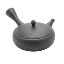 Gyokkou Kiln (F315, Limited): Textured Tokoname Flat Kyusu Tea Pot (200 ml) 玉光黒泥ビリ平急須