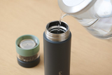 Lalaluctus Tea Bottle - Stainless Steel Tumbler with Tea Strainer - Dark Gray - 400 ml