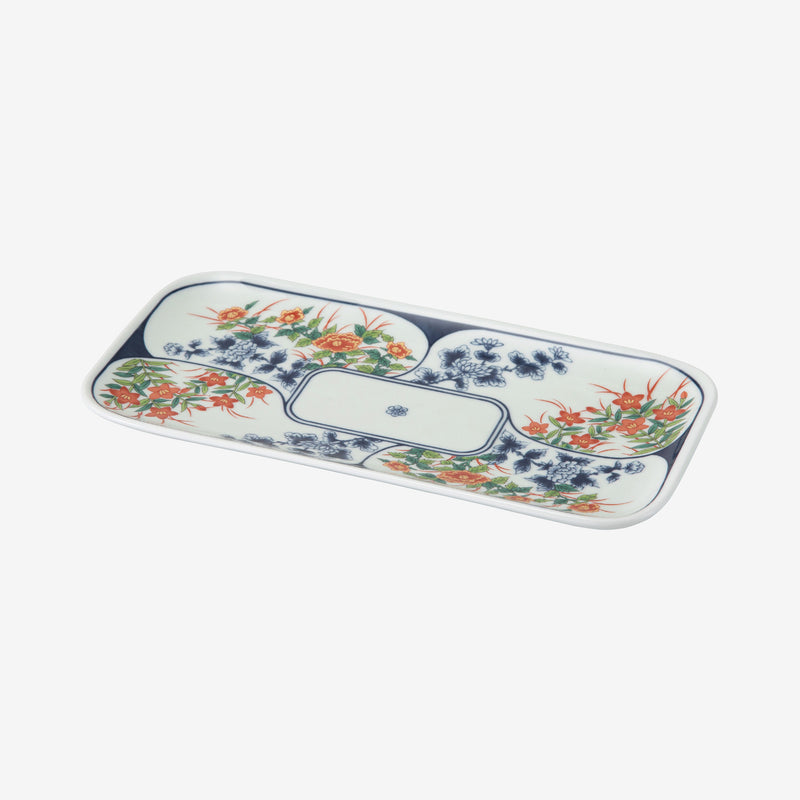 Saikai Ceramics: Nishiki Flower Pattern Rectangle Plate