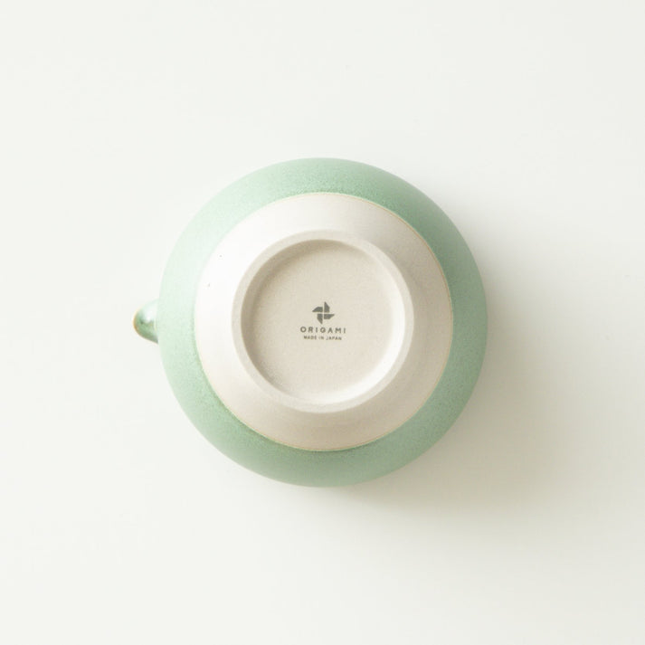 Origami Tea Matsukaze Green Minoyaki Porcelain Matcha Bowl with Pouring Lip　抹茶碗 松風グリーン