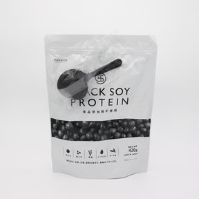 Packaging of black soy protein with a spoon icon on a white background yunomi.life