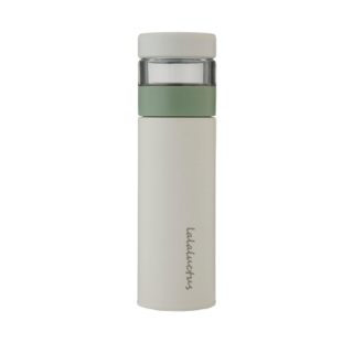 Lalalactus Tea Bottle - Stainless Steel Tumbler with Tea Strainer - Cream White - 400 ml