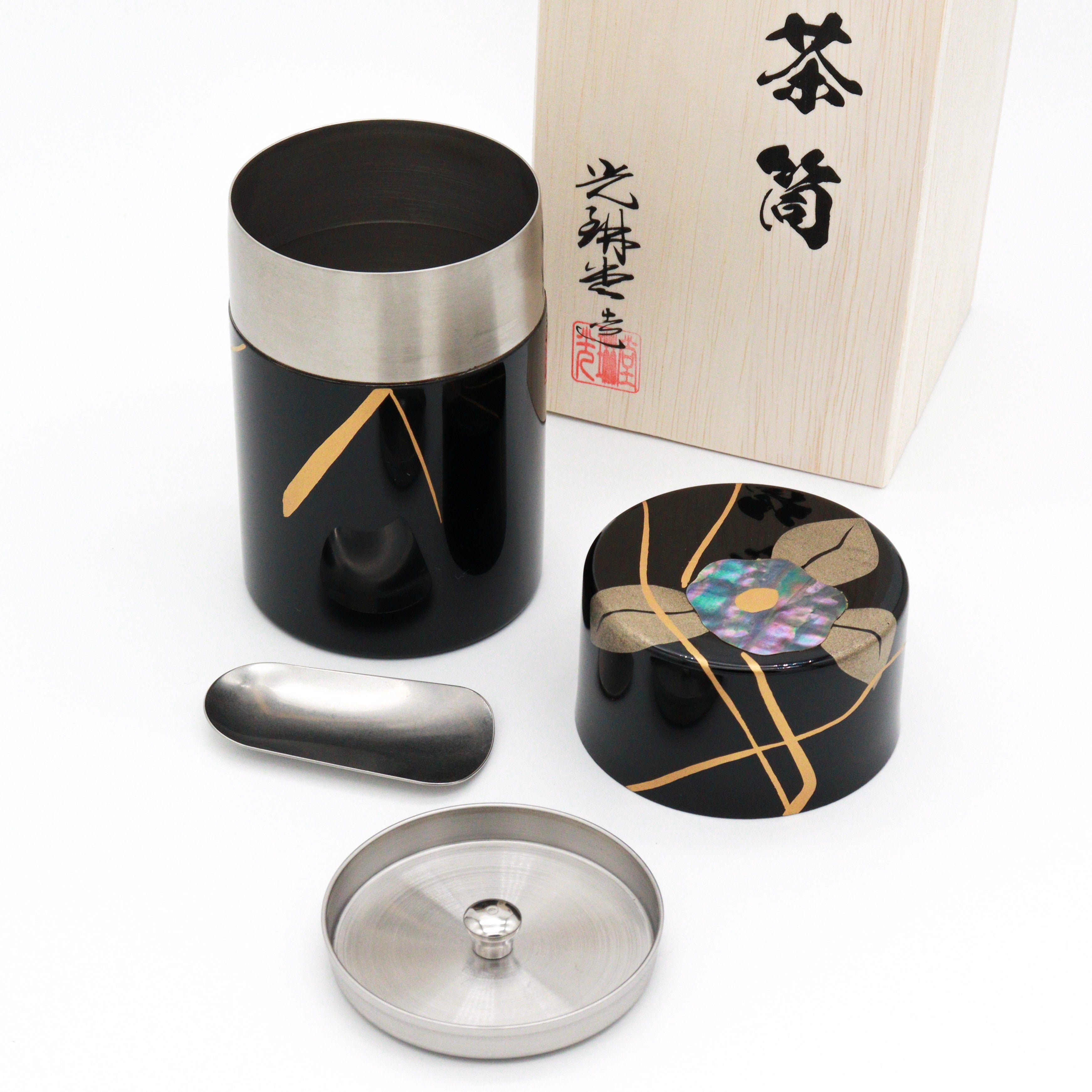 Korindo Echizen Kai-Tsubaki Urushi Tea Canister Made in Japan