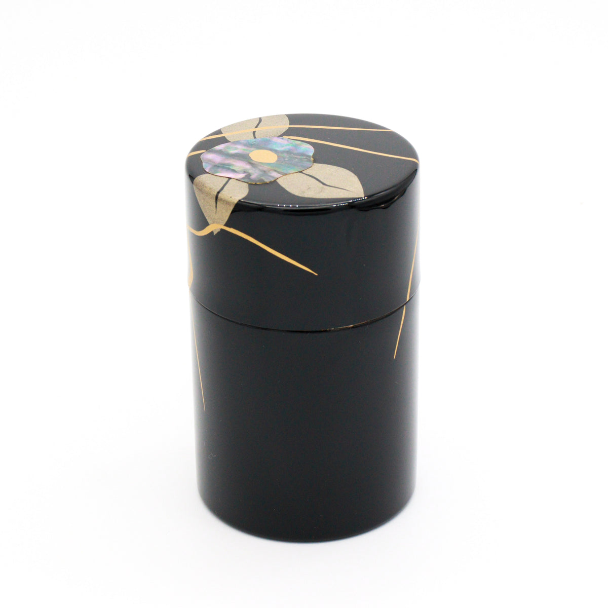 Korindo Echizen: Urushi Tea Canister Kai-Tsubaki - 光琳堂 越前漆器: うるし茶筒「貝椿」
