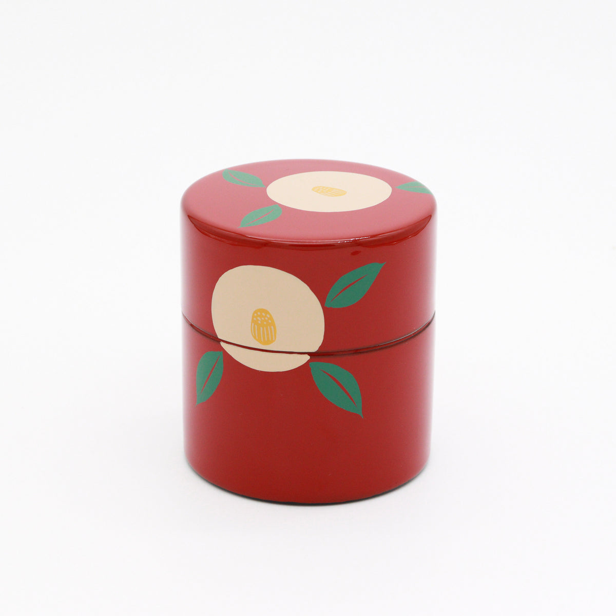 Korindo Echizen: Urushi Tea Canister Aka-Tsubaki - 光琳堂 越前漆器: うるし茶筒「朱椿」