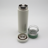 Lalaluctus Tea Bottle - Stainless Steel Tumbler with Tea Strainer - Cream White - 400 ml