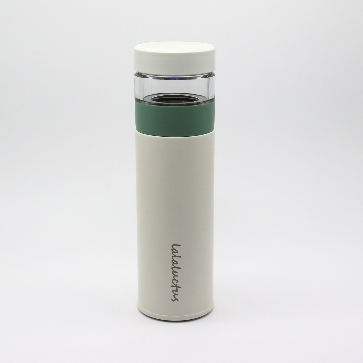 Lalaluctus Tea Bottle - Stainless Steel Tumbler with Tea Strainer - Cream White - 400 ml