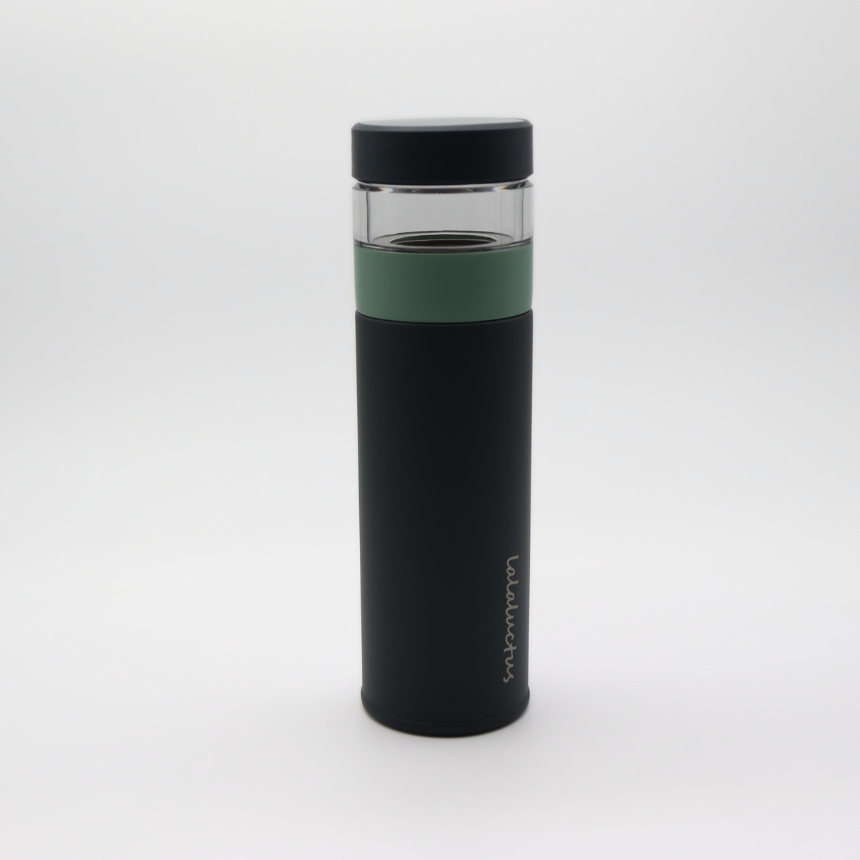 Lalaluctus Tea Bottle - Stainless Steel Tumbler with Tea Strainer - Dark Gray - 400 ml