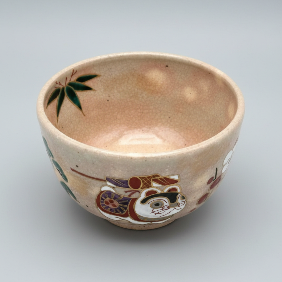 Nagomi: Kyo-yaki Matcha Bowl (京焼抹茶碗  Dog / 犬）