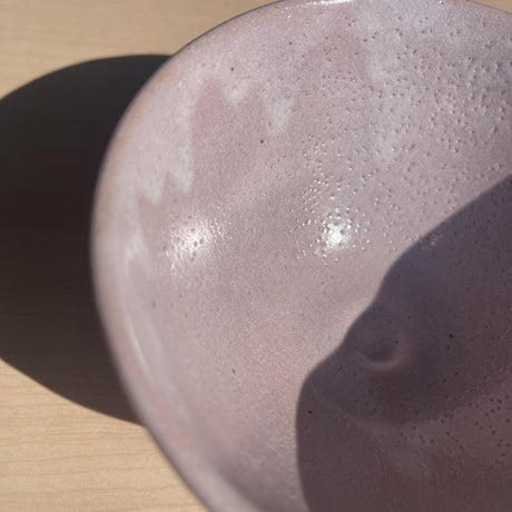 Pink Shino Natsume Matcha Bowl upclose