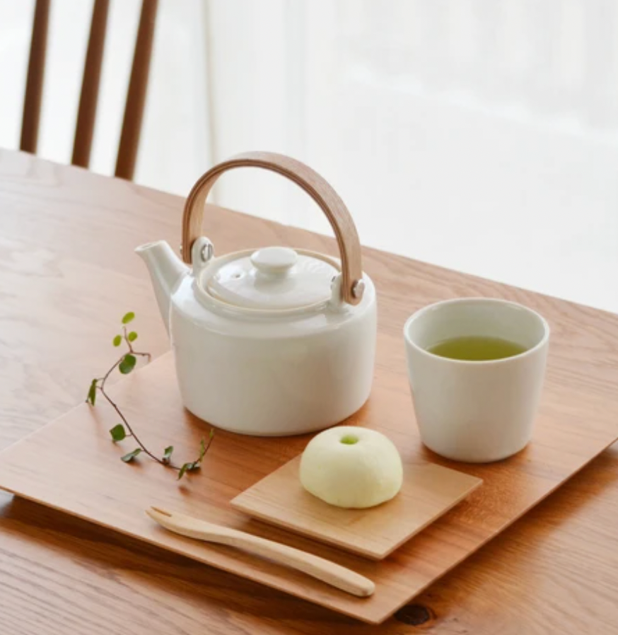 SALIU -SYO- Dobin Tea Pot & Cups Gift Set with Coaster (Silk White)【祥】土瓶急須 ギフト（絹）茶敷き付き