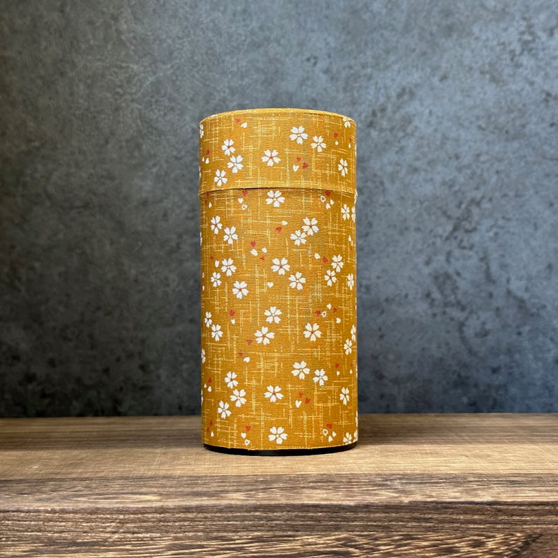 Okumura Seikan: Tea Canister, Fabric (size for 175g sencha), Design: Sakura Brown