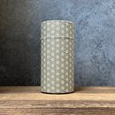 Okumura Seikan: Tea Canister, Fabric (size for 175g sencha), Design: Asanoha Hemp Leaves Gray