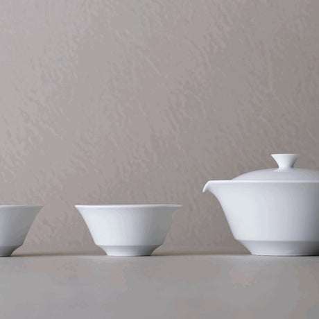 WDH - Hasamiyaki Porcelain White Houhin Tea Set (Pot + 2 Cups)