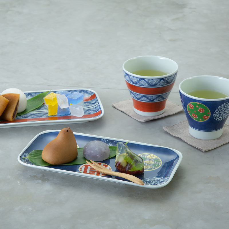 Saikai Ceramics: Nishiki Marumon Pattern Rectangle Plate