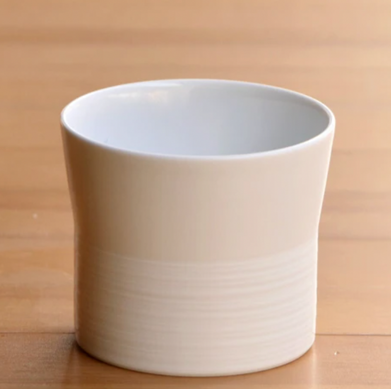 Hakusan Porcelain: Hasamiyaki Cup - "Threads of Hemp" (Mist White)