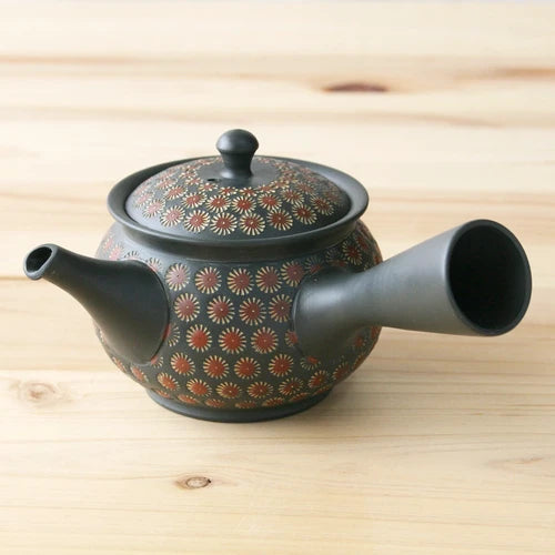 Teruyuki Kiln Takumi101: Tokoname Flower design Kyusu Tea Pot (160 cc) 常滑 二重総印花急須