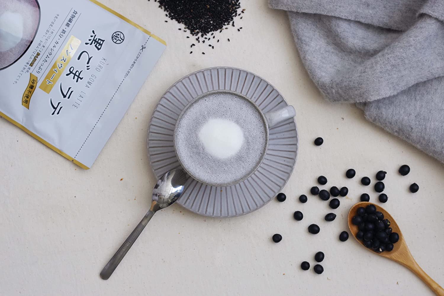 0432.M1 Black Sesame (Kurogoma) Latte Non-Sweetened by Kuki Sangyo