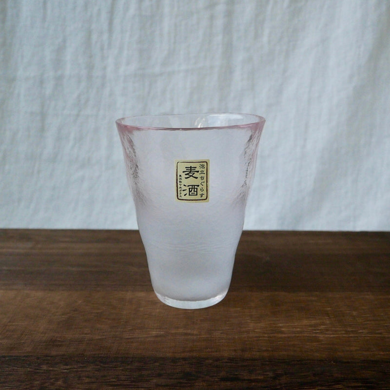 Frosted Beer Glass Pink by Toyo Sasaki Glass - Yunomi.life