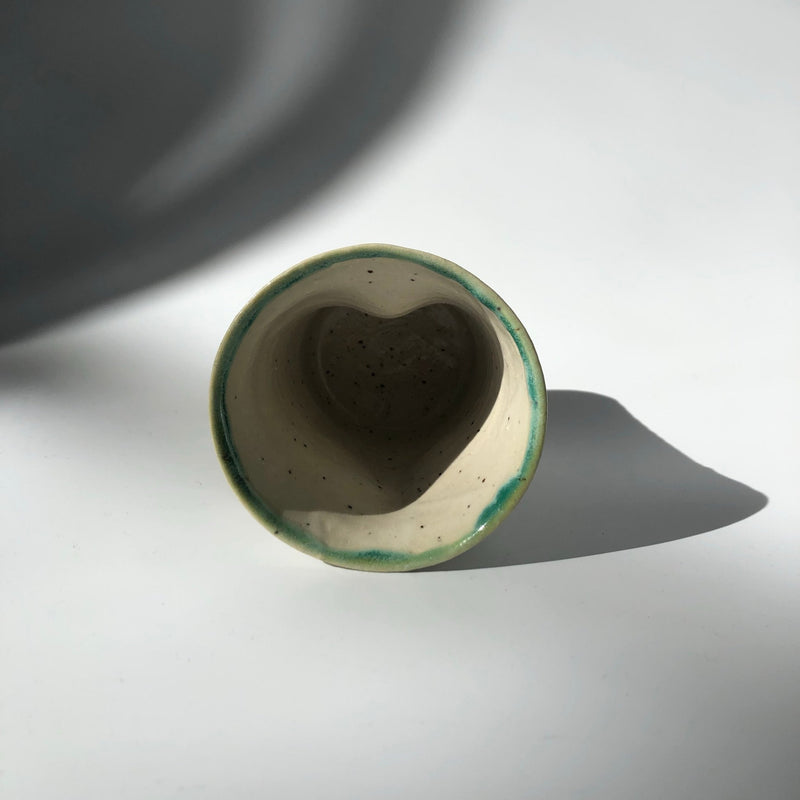 Hiroshi Hirai: Heart Shaped Tumbler Cup, Green Accents - Yunomi.life