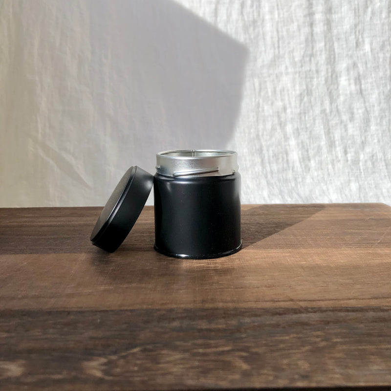 Matcha Tea Can, Black Screw Top 抹茶スクリュー缶（カールタイプ）、黒