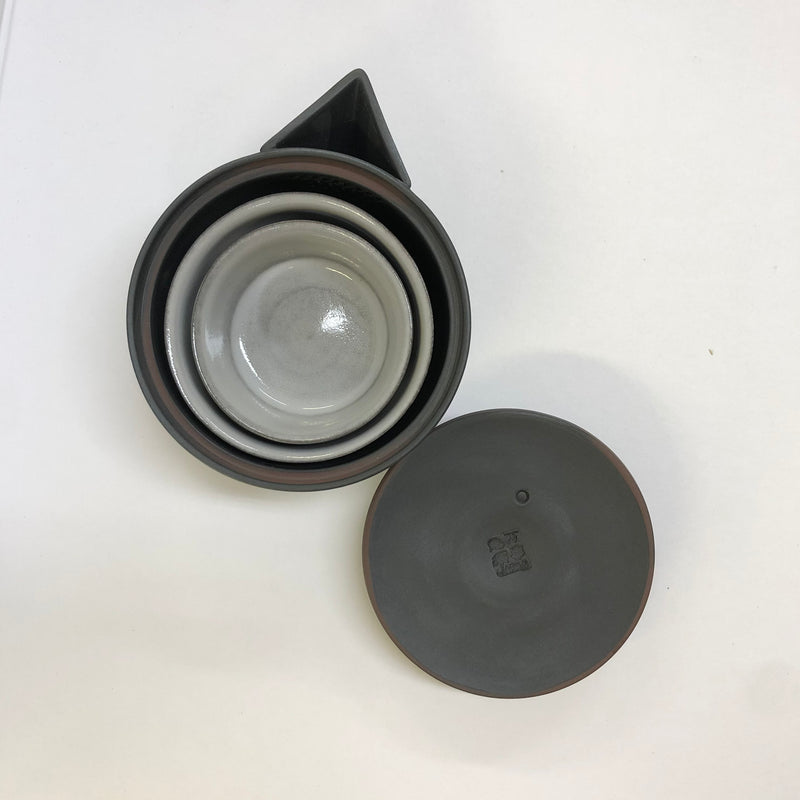 Nankei Pottery: Hohin Tea Set (Teapot and 2 Cups, Black)
