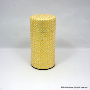 Okumura Seikan: Tea Canister, Chiyogami Washi Paper, Gold and White Tortoiseshell Pattern (size for 175g sencha) - Yunomi.life