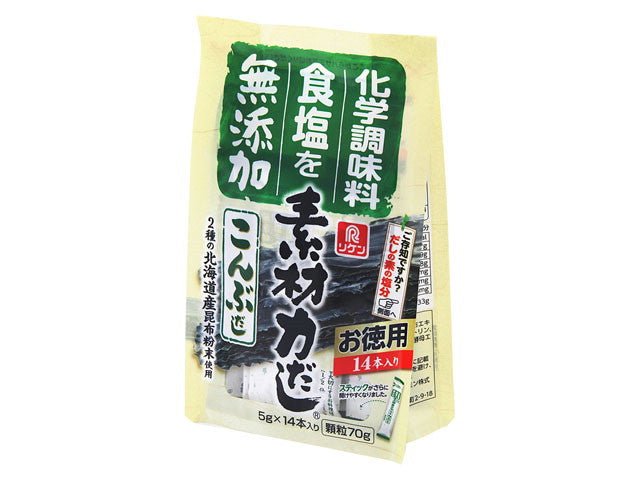 Riken Sozairyoku: Japanese soup stock, Konbu-dashi, 14 x 5g packets 素材力だし こんぶだし - Yunomi.life