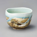 Yamaki Ikai M1411: Retro Blue and White Minoyaki Matcha Tea Bowl (Kakurin Ceramics) 【抹茶碗】カク林青白彩小抹茶 - Yunomi.life