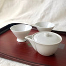 Yamatane: White Porcelain Hohin Tea Pot (Ceramic Mesh) + Two Asagao Tea Cups Set - Yunomi.life
